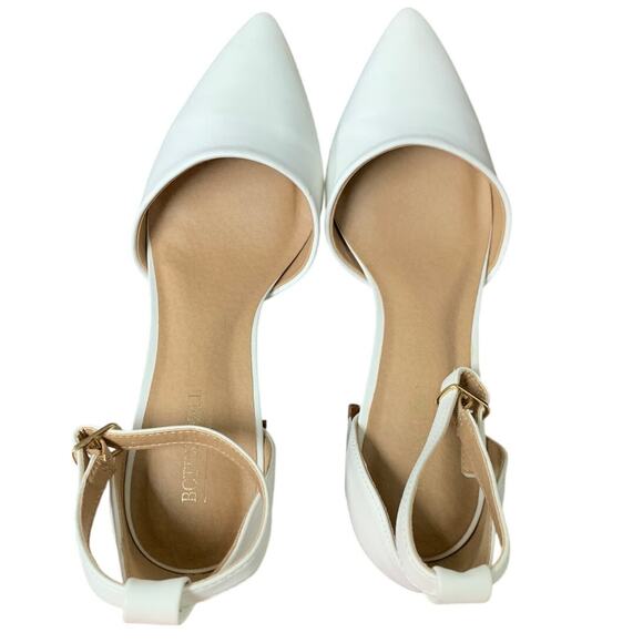 BTEX Coll Womens 7 White Closed Pointed Toe 2.25" Chunky Heel Ankle Strap Shoes - Picture 4 of 8